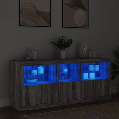 Sideboard with LED Lights 162x37x67 cm Grey sonoma