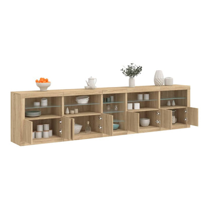 Sideboard with LED Lights 283x37x67 cm Sonoma oak