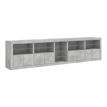 Sideboard with LED Lights 283x37x67 cm Concrete grey
