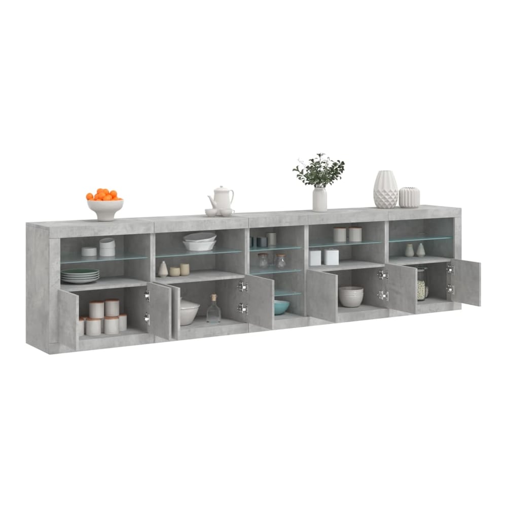 Sideboard with LED Lights 283x37x67 cm Concrete grey