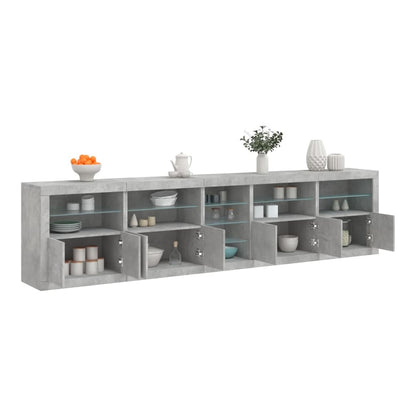 Sideboard with LED Lights 283x37x67 cm Concrete grey