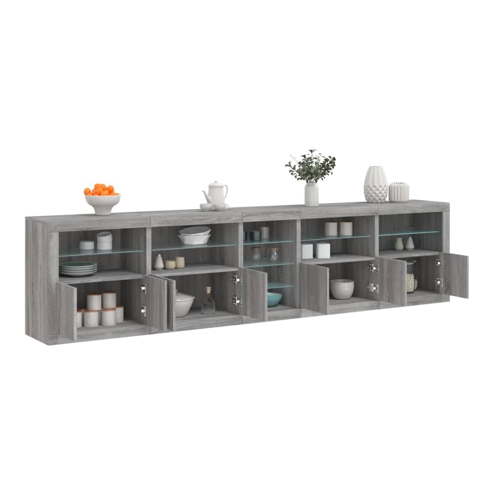 Sideboard with LED Lights 283x37x67 cm Grey sonoma