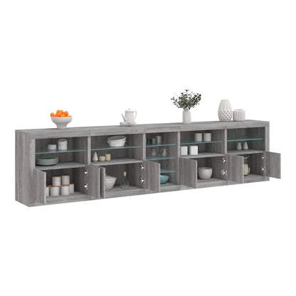 Sideboard with LED Lights 283x37x67 cm Grey sonoma