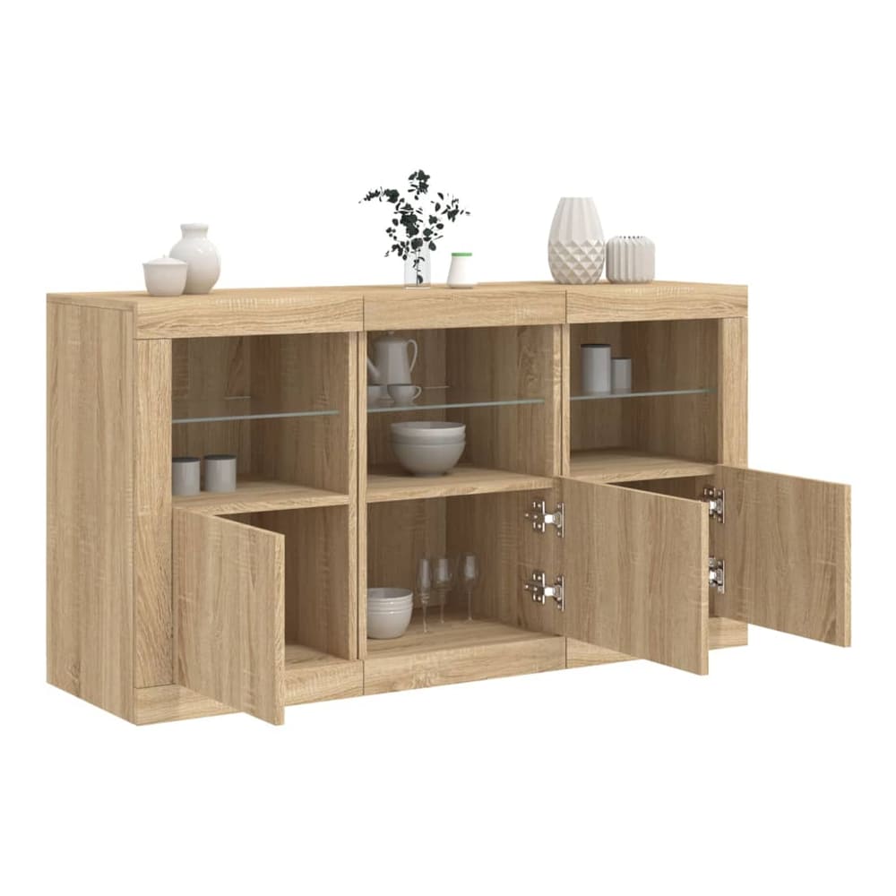 Sideboard with LED Lights 123x37x67 cm Sonoma oak