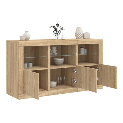 Sideboard with LED Lights 123x37x67 cm Sonoma oak
