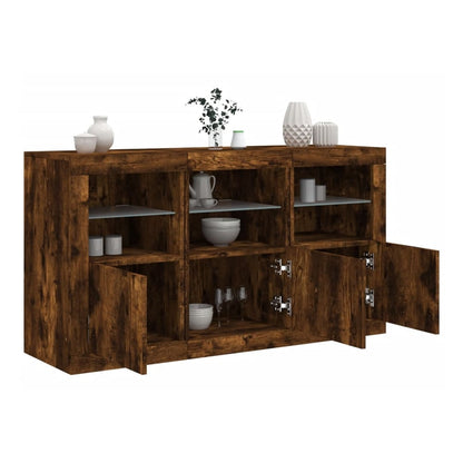 Sideboard with LED Lights 123x37x67 cm Smoked oak