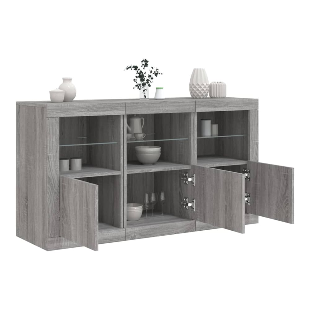Sideboard with LED Lights 123x37x67 cm Grey sonoma