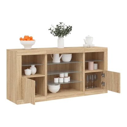 Sideboard with LED Lights 142,5x37x67 cm Sonoma oak