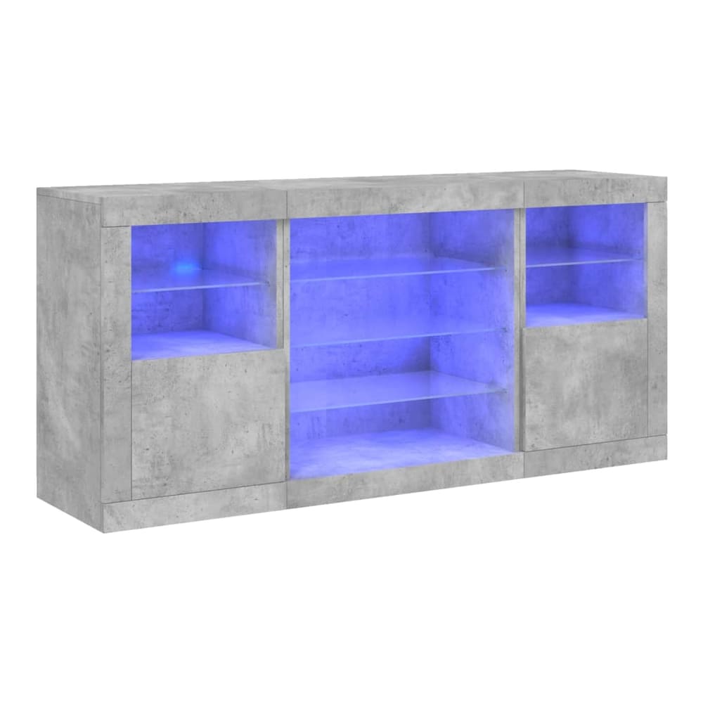 Sideboard with LED Lights 142,5x37x67 cm Concrete grey