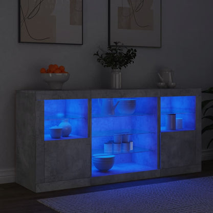 Sideboard with LED Lights 142,5x37x67 cm Concrete grey