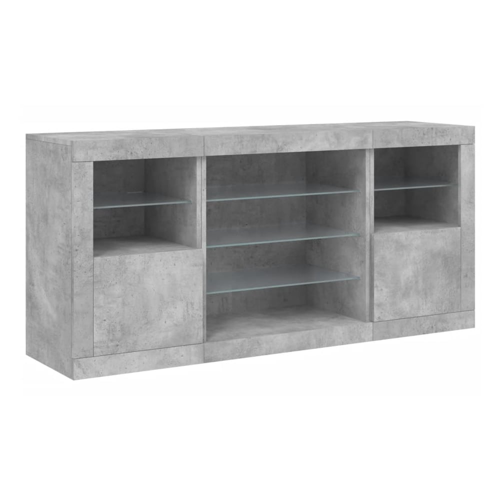 Sideboard with LED Lights 142,5x37x67 cm Concrete grey