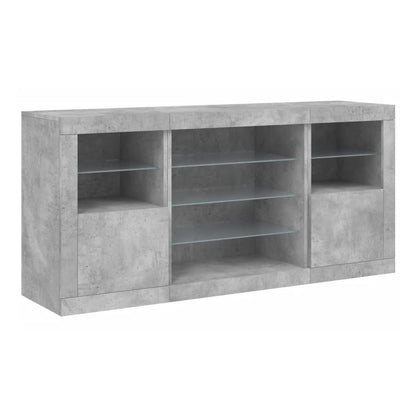 Sideboard with LED Lights 142,5x37x67 cm Concrete grey
