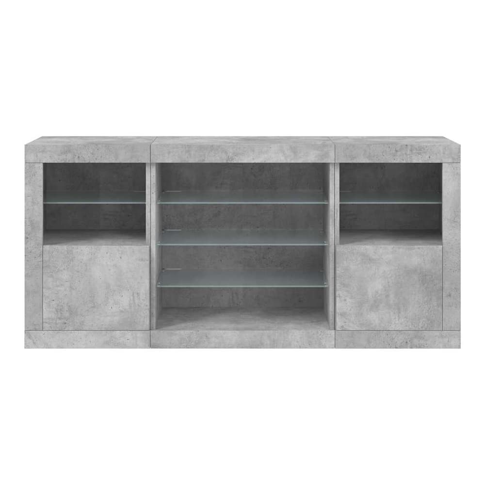 Sideboard with LED Lights 142,5x37x67 cm Concrete grey