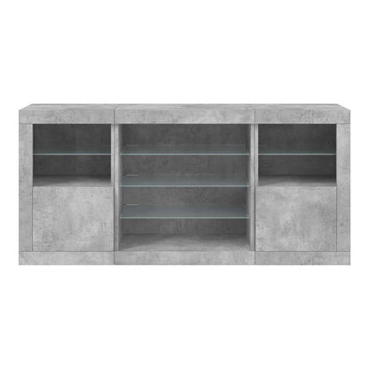 Sideboard with LED Lights 142,5x37x67 cm Concrete grey