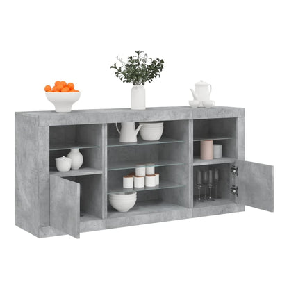 Sideboard with LED Lights 142,5x37x67 cm Concrete grey
