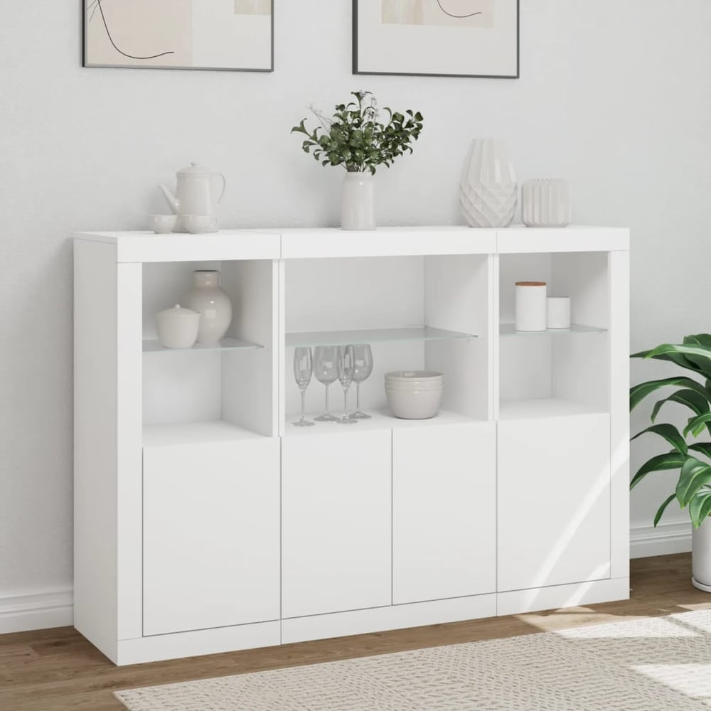 Sideboards with LED Lights 3 pcs Engineered Wood White
