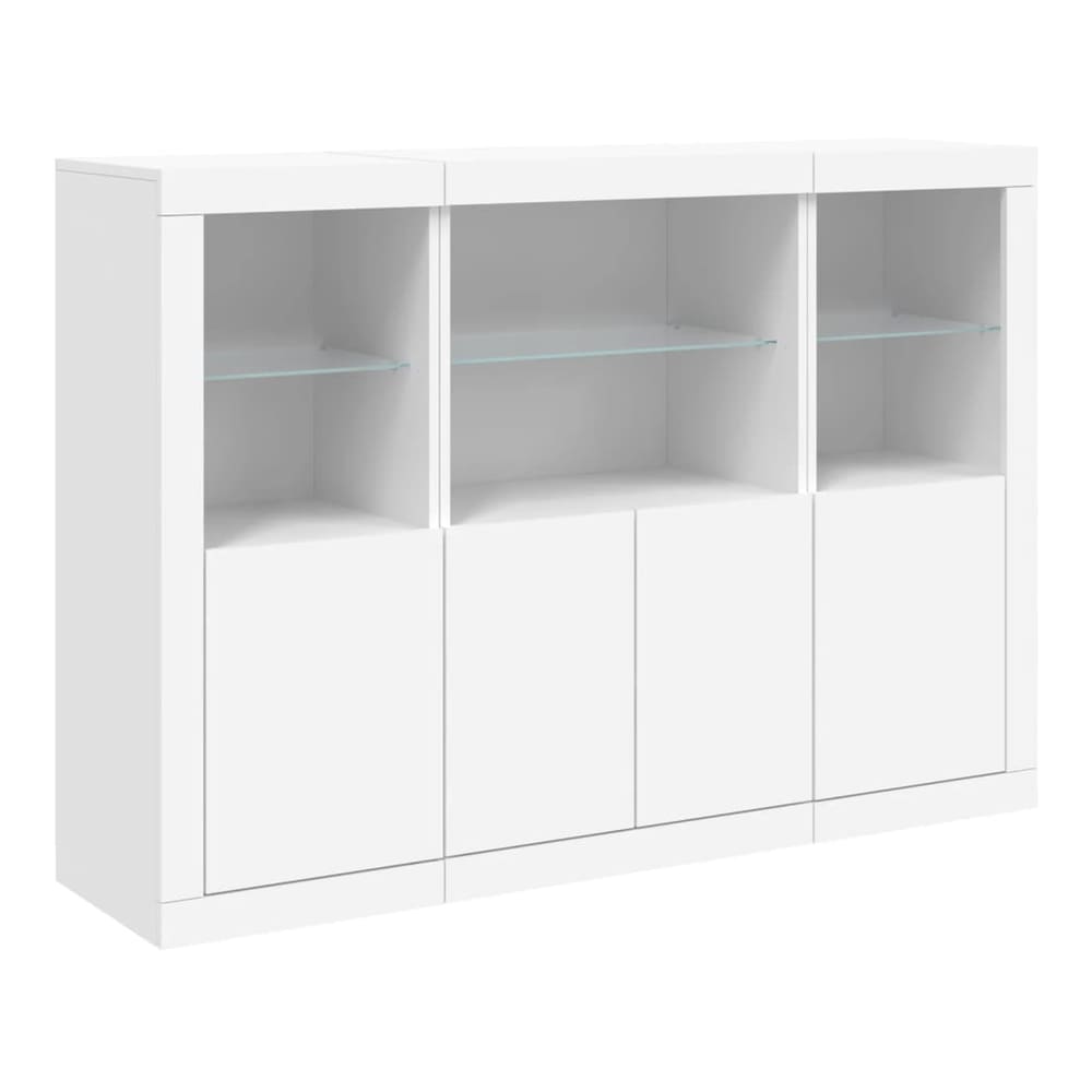 Sideboards with LED Lights 3 pcs Engineered Wood White