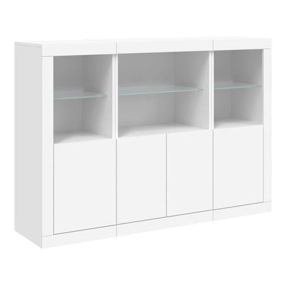Sideboards with LED Lights 3 pcs Engineered Wood White