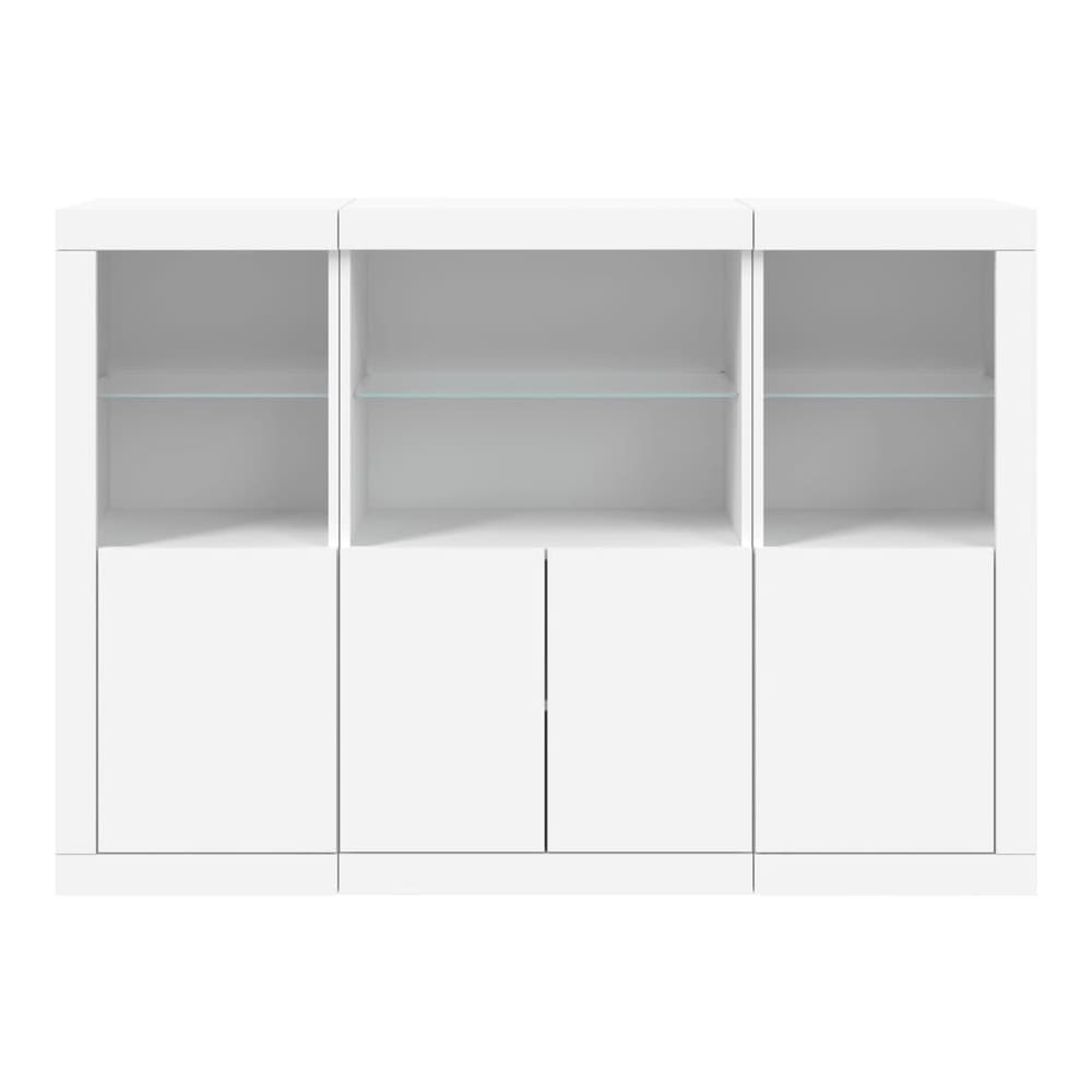 Sideboards with LED Lights 3 pcs Engineered Wood White