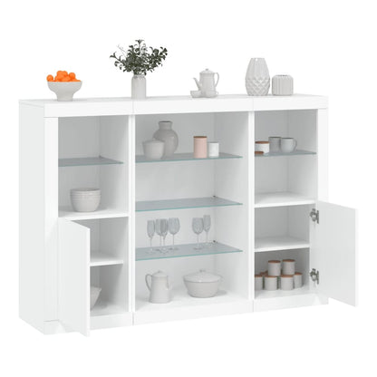 Sideboards with LED Lights 3 pcs Engineered Wood White