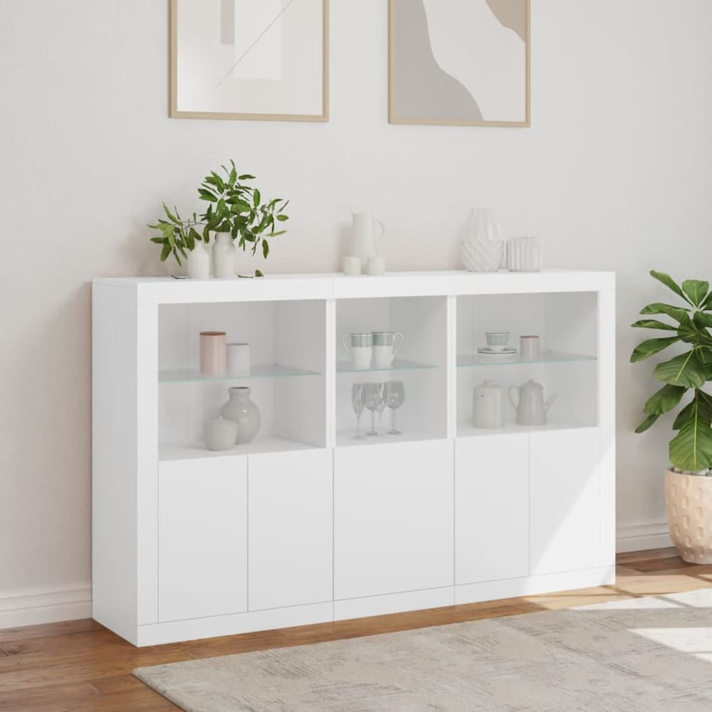 Sideboard with LED Lights 162x37x100 cm White