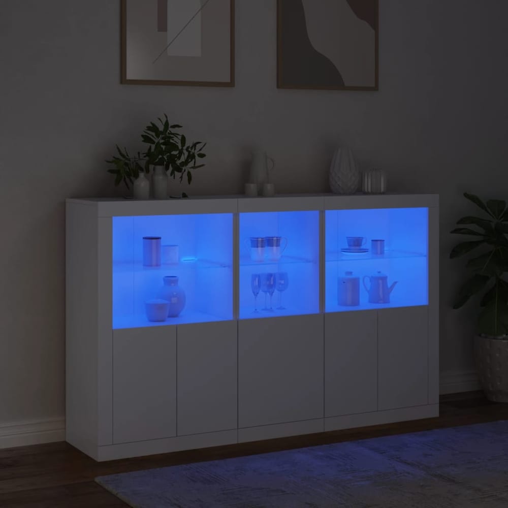 Sideboard with LED Lights 162x37x100 cm White