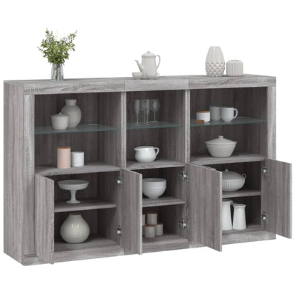 Sideboard with LED Lights 162x37x100 cm Grey sonoma