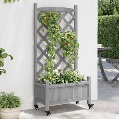 vidaXL Planter | Grey | Solid fir wood, iron | Medium | Planters | Planter 1