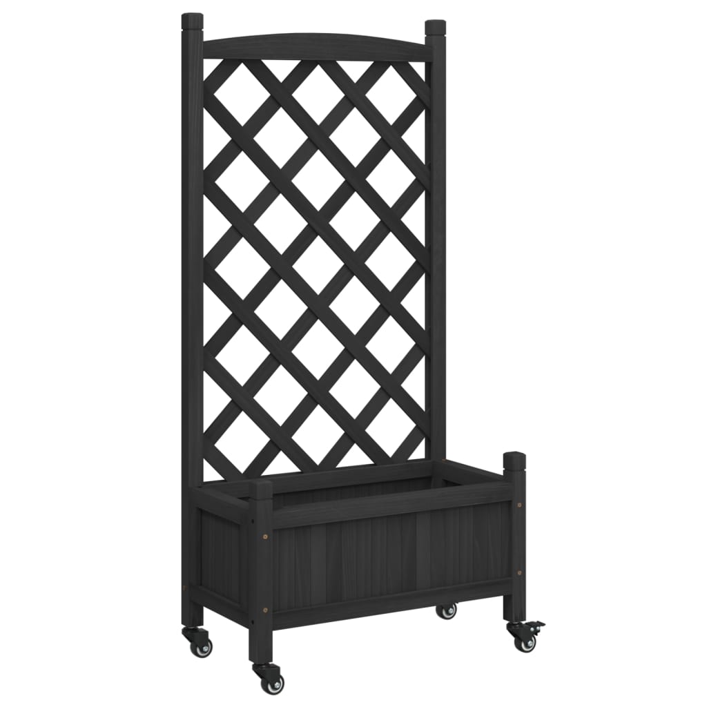 vidaXL Planter | Black | Solid fir wood, Iron | Medium | Planters | Planter 2