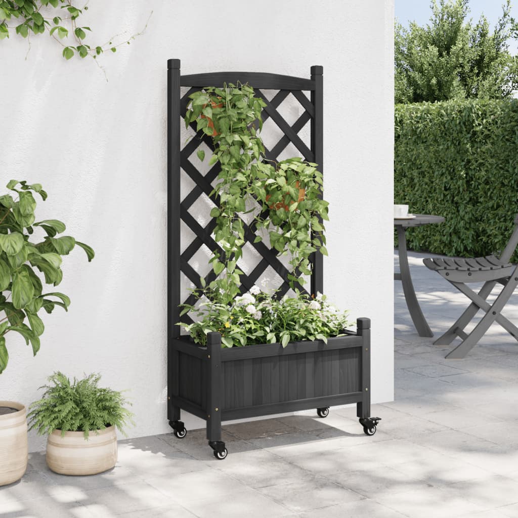 vidaXL Planter | Black | Solid fir wood, Iron | Medium | Planters | Planter 3