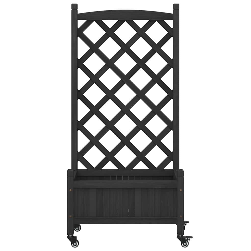 vidaXL Planter | Black | Solid fir wood, Iron | Medium | Planters | Planter 4