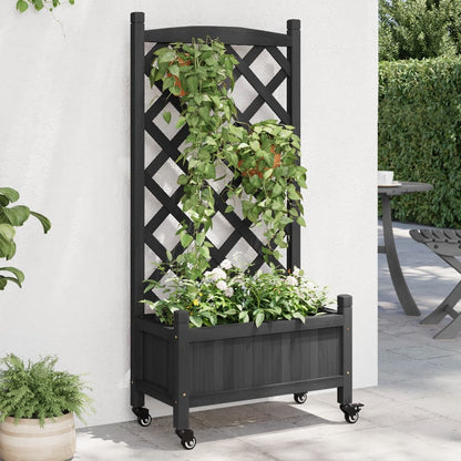 vidaXL Planter | Black | Solid fir wood, Iron | Medium | Planters | Planter 1