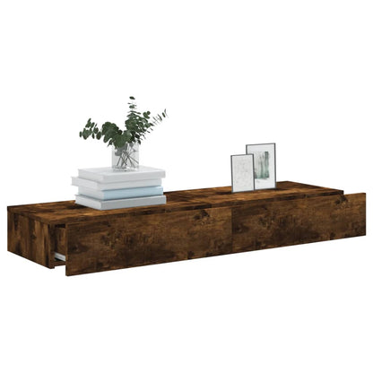 vidaXL TV Cabinets with LED Lights 2 pcs Smoked Oak 60x35x15.5 cm 5