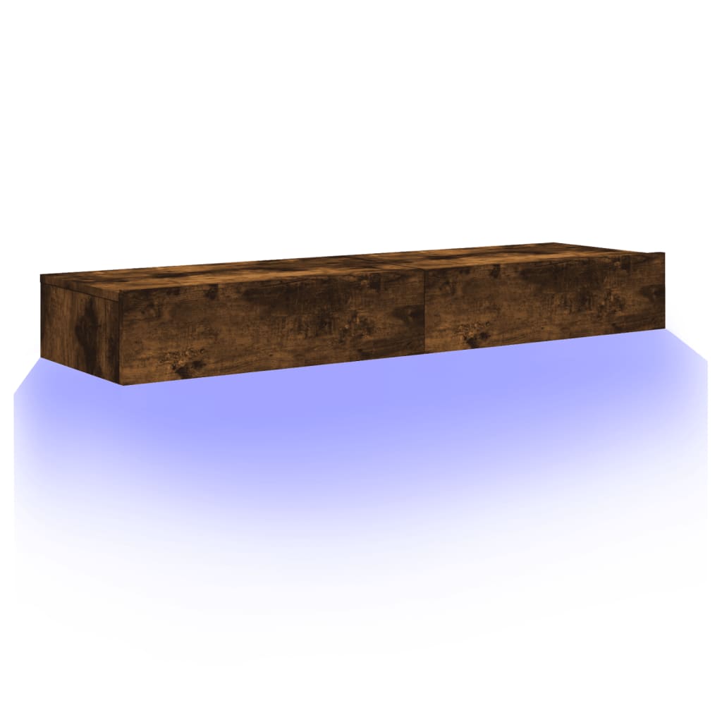 vidaXL TV Cabinets with LED Lights 2 pcs Smoked Oak 60x35x15.5 cm 6
