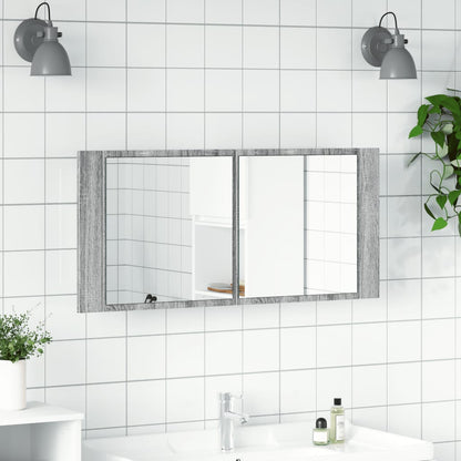 vidaXL LED Bathroom Mirror Cabinet Grey Sonoma 100x12x45 cm 3