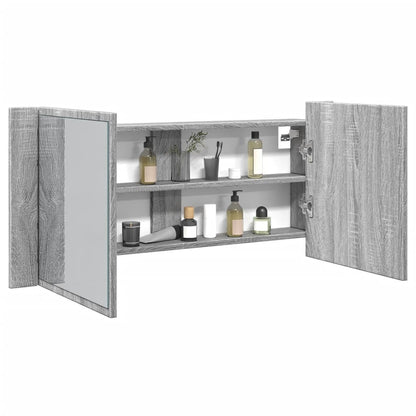 vidaXL LED Bathroom Mirror Cabinet Grey Sonoma 100x12x45 cm 1