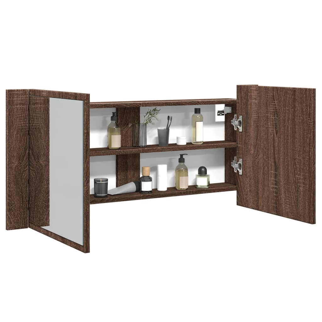 vidaXL LED Bathroom Mirror Cabinet 100x12x45 cm Acrylic