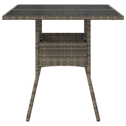 vidaXL Garden Table with Glass Top Grey 80x80x75 cm Poly Rattan 5