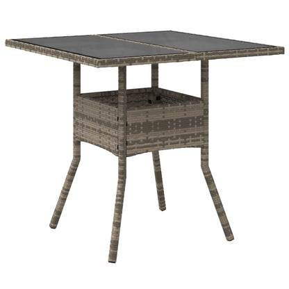 vidaXL Garden Table with Glass Top Grey 80x80x75 cm Poly Rattan 6