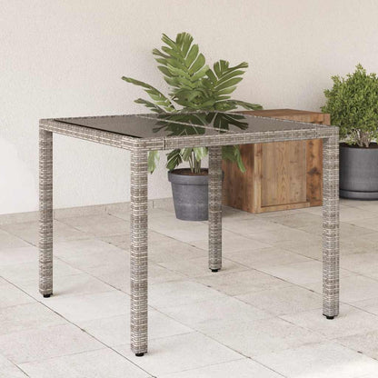 vidaXL Garden Table with Glass Top 90x90x75 cm Poly Rattan