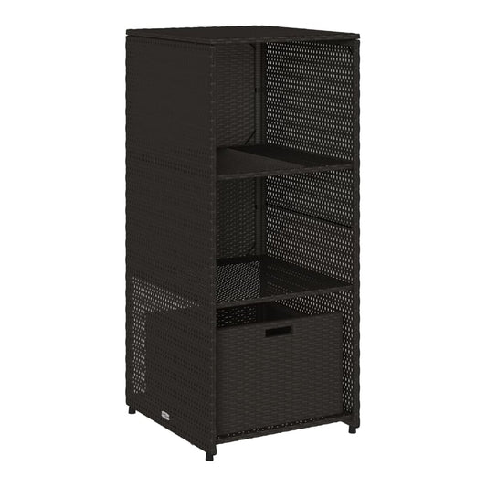 Garden Storage Cabinet 50x55x115 cm Poly Rattan Black
