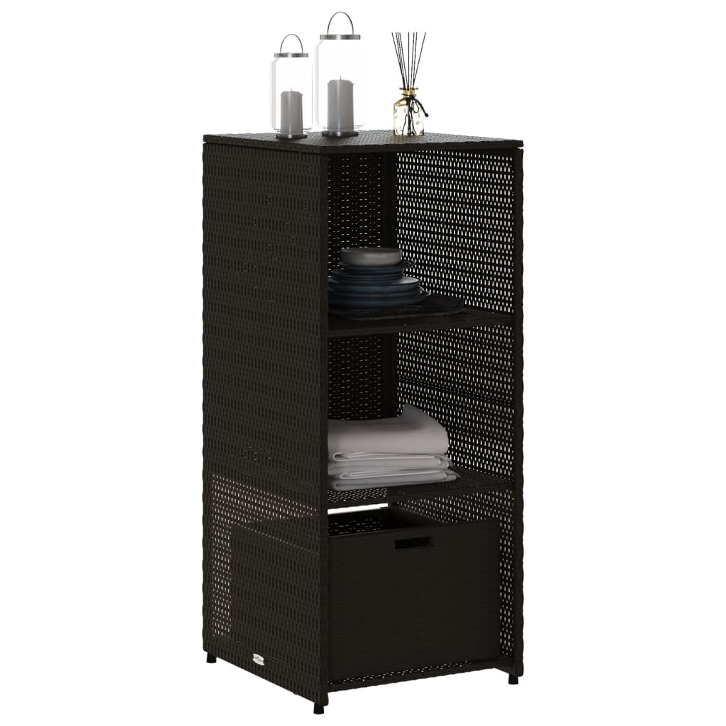 vidaXL Garden Storage Cabinet Black 50x55x115 cm Poly Rattan 4