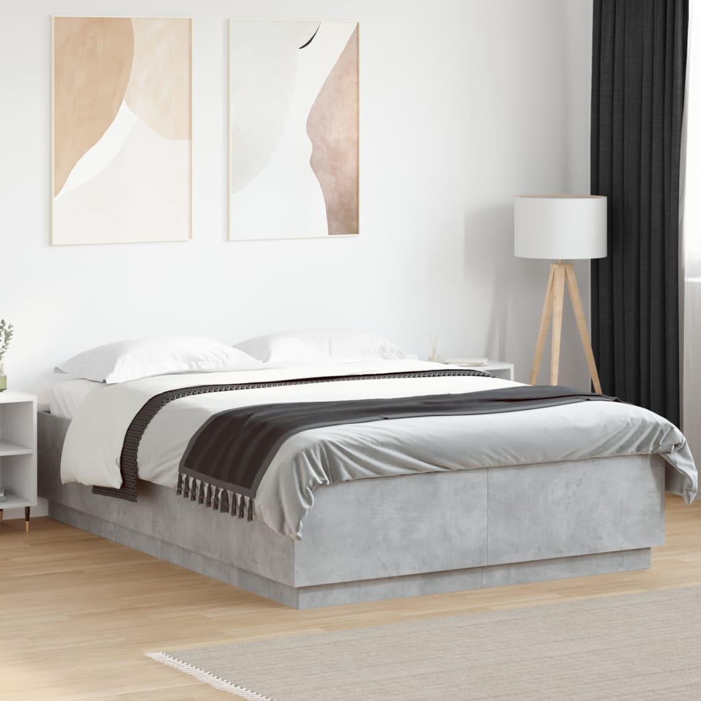 Bed Frame without Mattress 150x200 cm Concrete grey