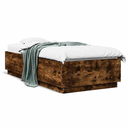 vidaXL Bed Frame without Mattress Smoked Oak 100x200 cm 2