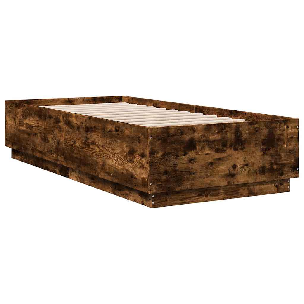 vidaXL Bed Frame without Mattress Smoked Oak 100x200 cm 3