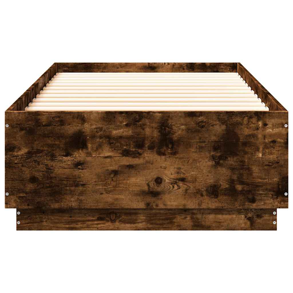 vidaXL Bed Frame without Mattress Smoked Oak 100x200 cm 4