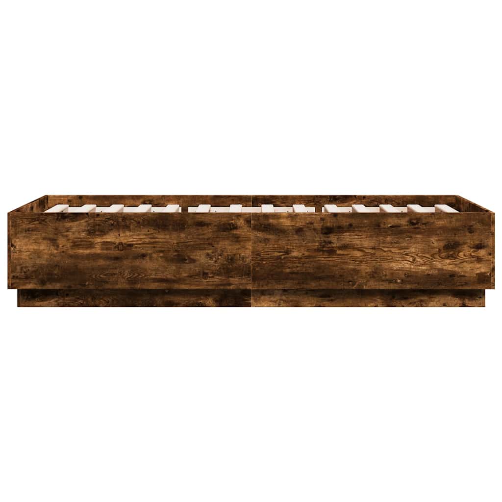 vidaXL Bed Frame without Mattress Smoked Oak 100x200 cm 5