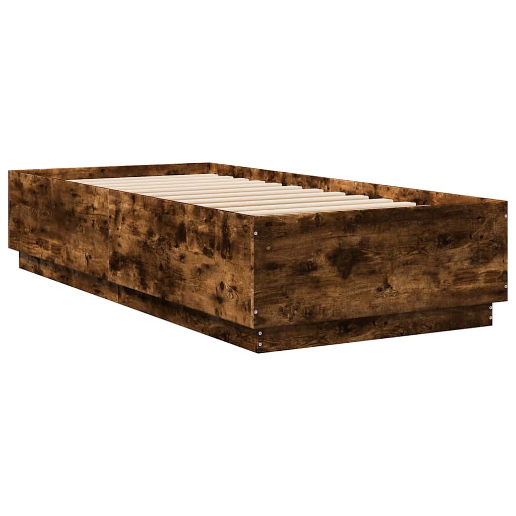 vidaXL Bed Frame without Mattress Smoked Oak 100x200 cm 6