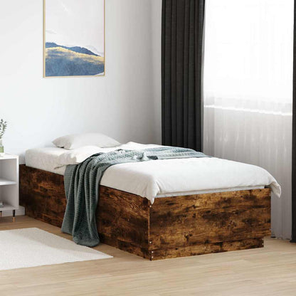 vidaXL Bed Frame without Mattress Smoked Oak 100x200 cm 1
