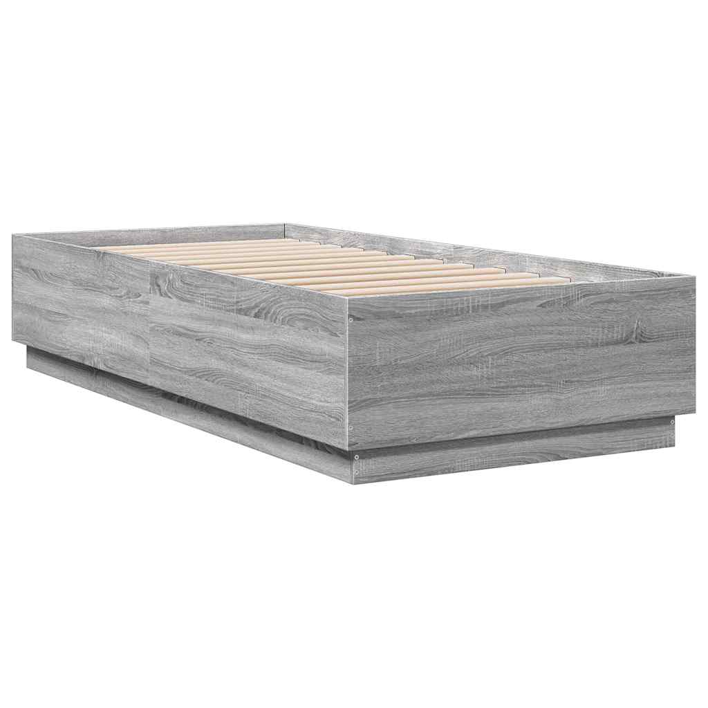 vidaXL Bed Frame without Mattress Grey Sonoma 100x200 cm 3